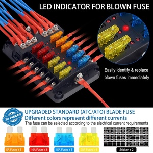 Caja <span class=keywords><strong>de</strong></span> <span class=keywords><strong>Fusibles</strong></span> <span class=keywords><strong>de</strong></span> 12 Vías 12V/24V con Indicador LED, Bus Negativo y Cubierta Impermeable <span class=keywords><strong>para</strong></span> Auto, Camión, Marino y RV - Product Image 5