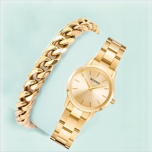 Ensemble de montres pour femmes, style antique et élégant, logo personnalisé, montres de luxe dorées, quartz, verre, bracelet en cuir, montres-bracelets pour femmes - Product Image 1
