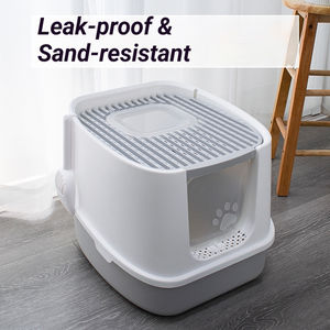 Caja de Arena Inteligente para Gatos, Ecológica, de Plástico PP Gris, con Capacidad de 20L, Peso de 2kg, Fácil de Limpiar, Diseño Cuadrado - Product Image 3