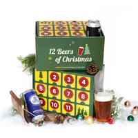 Fabrik Großhandel 24 Tage Bier Advents kalender Box Flasche Wein kiste Verpackung Leerer Karton Benutzer definierter Druck Advents kalender Bier