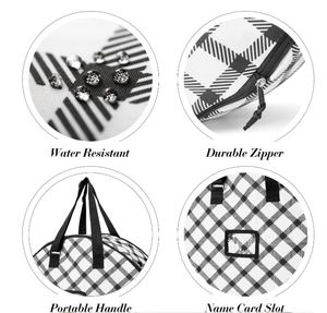Sac de rangement pour couronne de Noël en Oxford robuste avec fermeture éclair et poignées, design pliable à carreaux de buffle rond, contenants de rangement pour couronnes - Product Image 4