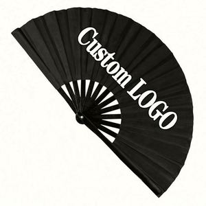 Personalized Decoration Black <b>Large</b> Wooden Folding Custom Printing Bamboo Hand <b>Fan</b> - Product Image 1