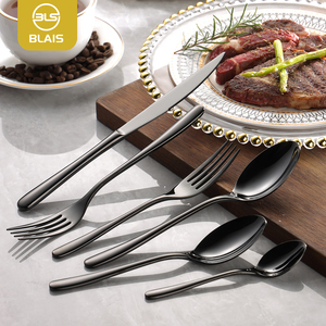 Quảng châu chất lượng cao Shiny Đen Thép không gỉ thiết lập dao kéo <span class=keywords><strong>1810</strong></span> khách sạn nhà hàng muỗng nĩa <span class=keywords><strong>Flatware</strong></span> cho Đảng dịp - Product Image 1