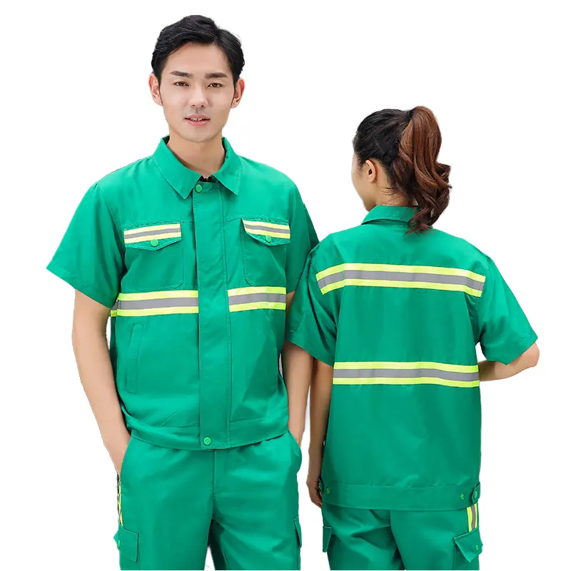 Jinteng đồng phục Công Nhân vệ sinh bền cho cả nam và nữ đồng phục vải cotton dệt thoi in vẽ tay Quần áo bảo hộ lao động ODM thoáng khí