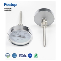 Customizable Industrial Radial Bimetal Pressure Thermometer WSS311/411/511 Stainless Steel Boiler Pipe Temperature OEM ODM