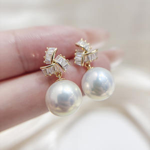 22698DIY Accessoires en perles Argent S925 Support vide pour boucles d'oreilles en argent doré Bijoux Boucles d'oreilles avec perles rondes de 9-13 mm - Product Image 1