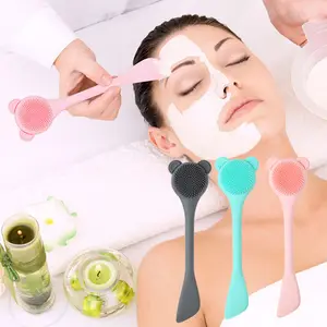 Aangepaste Koreaanse Stijl Gezichtsreiniging Scrubber Waterdicht Dubbelzijdig Siliconen Gezichtsmasker Borstel Diepe Porie Exfoliërende Reiniger Tool