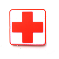 Patch 3D en caoutchouc PVC, Badge tactique en silicone pour les ambulants médicaux, Patch de drapeau de la croix rouge, emblème