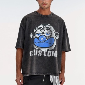 Ropa de calle gráfica cuadrada de alta calidad, serigrafía de algodón pesado, fabricación de camisetas personalizadas de gran tamaño, camiseta recortada para hombres - Product Image 2