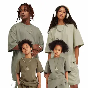 Spring/Summer 2023 Baby Boy Two Piece Clothing Sets Plain Custom T Shirt For Kids Basic Cotton Kids Tshirt Set