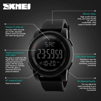 Montre classique pour homme Skmei 1257, montre numérique électronique de sport pour homme, bracelet en silicone, réveil, montre-bracelet pour homme