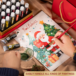 Vente flash - Ensemble de peinture <span class=keywords><strong>gouache</strong></span> sur le thème de Noël, 24 couleurs, emballage en bois, pour bricolage, idéal pour les étudiants, cadeau parfait - Product Image 6