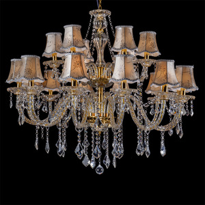 Lustre en cristal avec cadre doré en acier inoxydable, E26 5000K lumière du jour, télécommande, hauteur réglable pour salon, design mural - Product Image 4