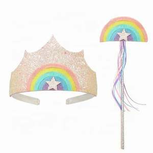 Hot Selling <b>Kids</b> Fairy Wand <b>Set</b> 2 Pieces Costume Rainbow Crown Headband <b>for</b> Girls Birthday Party Supplies - Product Image 1