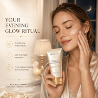 Masker Perawatan Wajah Semalaman Kojic Acid Kunyit Pencerah Kulit dengan Niacinamide Vitamin C Panthenol 75ml (OEM ODM Private Label)