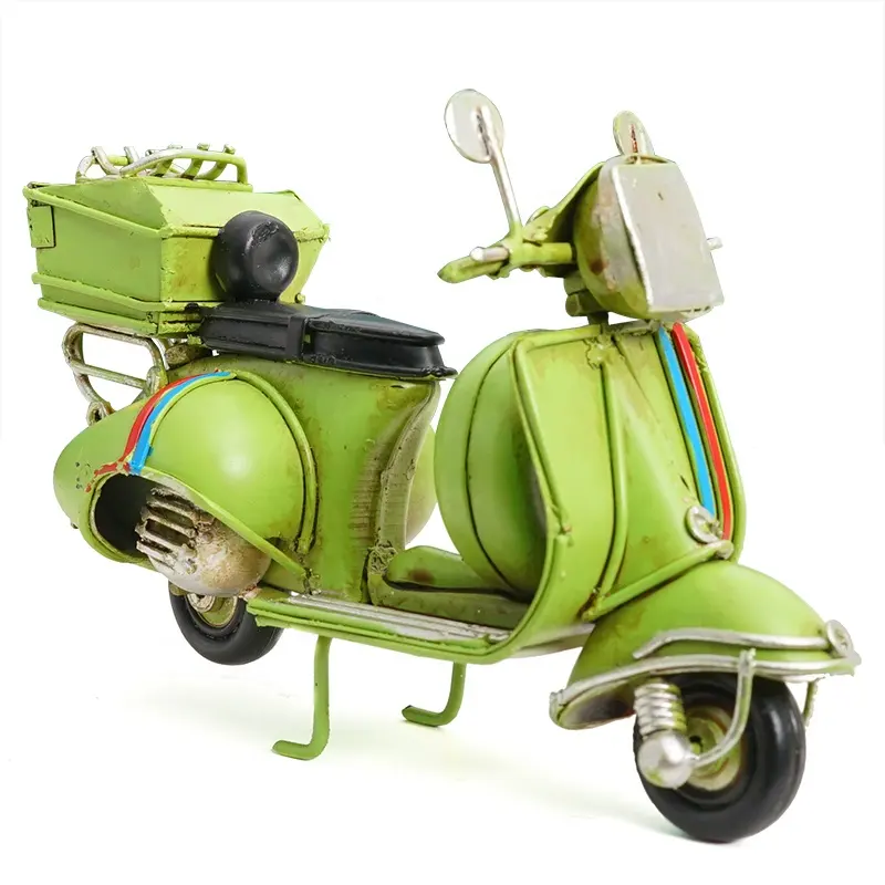 Retro Italy Style Handmade Metal Motorcycle Model Manual Home Decoration Mini Scooter Antique Bar Office Pub Restaurant Decor