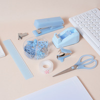 Meistverkauftes Umweltfreundliches Heftgerät-Set Klebebandabroller 5-in-1 Desktop-Bürobedarf-Set Schere Lineal Notizbuch Großhandel