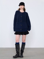 Cardigan en cachemire pur à 100 %, écologique, style vintage, tricot torsadé, pour femme, coupe oversize, à capuche, avec boutons à bascule, poches, poignets et ourlet côtelés épais