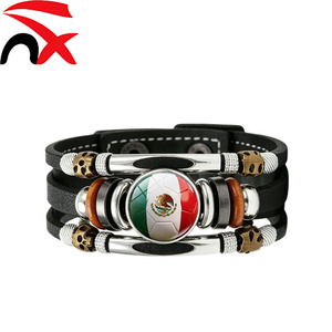 Bracelets drapeau américain en gros, bracelets patriotiques de football, bracelet en cuir PU tressé <span class=keywords><strong>pour</strong></span> hommes et femmes - Product Image 2