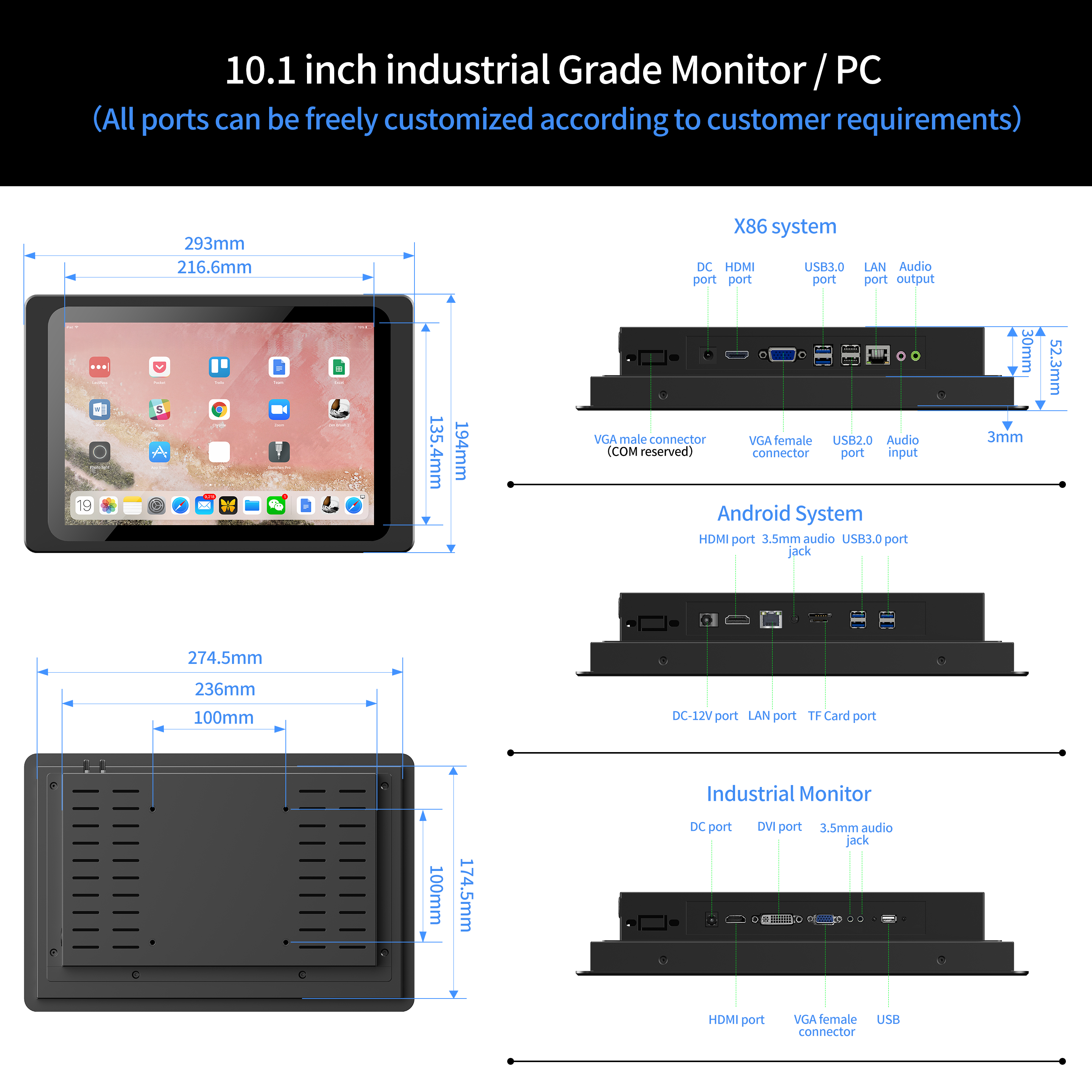 10,1" B101-AQRL-RT-C Android 8 Go + 256 Go