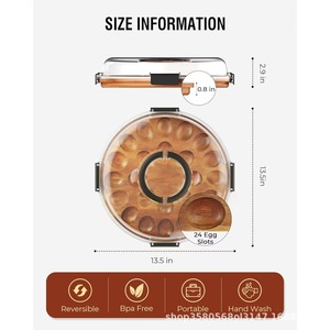 ถาดเสิร์ฟไข่ดาวไม้กระถินเทศธรรมชาติทรงกลมพร้อมฝาปิด 18 ช่อง - Product Image 4