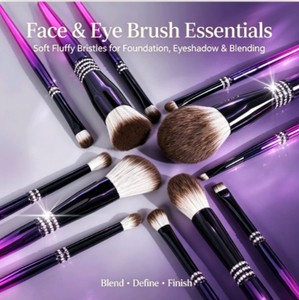 Vente en gros d'usine DailyQueen, kit de 16 pinceaux cosmétiques de luxe, couleur violette, poils synthétiques doux, manche en bois, pour le visage, les yeux, le correcteur, le <span class=keywords><strong>maquillage</strong></span> - Product Image 2