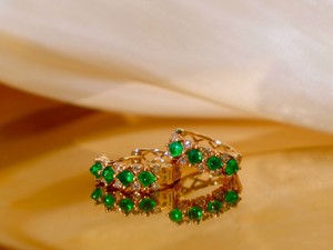 Xinfly Fine Jewelry 18k Real Yellow Gold Natural Gemstone <b>Emerald</b> Earring and Ring for Women - Product Image 3