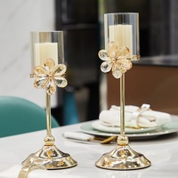 Bougeoir en verre de luxe léger style européen maison rétro aux chandelles accessoires de dîner nordique romantique bougeoir en cristal rose
