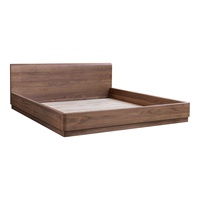Cadre de lit en bois massif japonais à plateforme basse, taille Queen ou King, avec tête de lit, pour chambre à coucher moderne