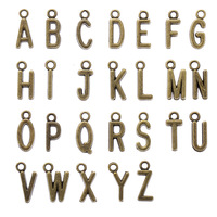 1.5cm couleurs métalliques mots pendentifs alliage anglais Alphabet breloques pour collier à faire soi-même Bracelet boucle d'oreille résultats de bijoux