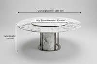 Table à manger ronde moderne en marbre naturel avec plateau tournant Lazy Susan, ensemble de meubles de salle à manger de luxe en pierre pour villas et appartements