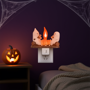 Lumière de nuit de campement fantôme, 2 pièces, flamme vacillante, décoration d'halloween 3D, cadeau pour chambre à coucher - Product Image 2