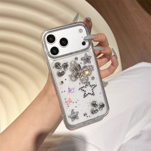 เคสโทรศัพท์มือถือลายผีเสื้อกากเพชรไล่เฉดสี ประดับเพชร สำหรับ iPhone 17 16 15 14 Pro Max  แบบ 3 มิติ  ลายดาวเรซิ่น DIY  ฝาหลังใสวิบวับ - Product Image 4