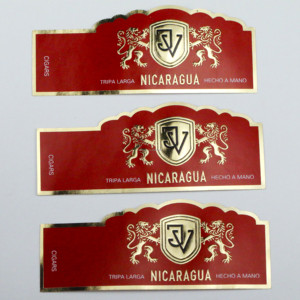 Custom Cigar Band Labels <b>Red</b> Gold Foil Stamping Rectangular Shape <b>Paper</b> Material For Nicaragua Cigars - Product Image 3