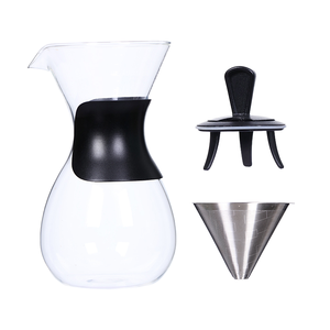 Cafetière à <span class=keywords><strong>filtre</strong></span> avec <span class=keywords><strong>filtre</strong></span> réutilisable en acier inoxydable, carafe à café en verre borosilicate, poignée de protection et couvercle - Product Image 6