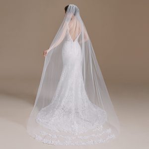 Mermaid Bridal Gown Halter Neck White Embroidered Backless Wedding Dress Natural Waistline Fitted Train - Product Image 3