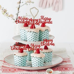24PCS Merry Christmas <b>Cupcake</b> Toppers Glitter Christmas Eve Xmas <b>Cupcake</b> Picks <b>for</b> Celebrating Cake Decorations SP-103 - Product Image 3