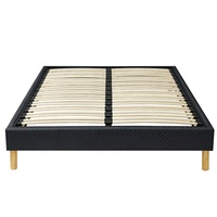 Lit surélevé Willsoon avec revêtement en tissu PU Taille unique Design moderne Cadre en bois souple Bois massif pour la maison ou l'hôtel
