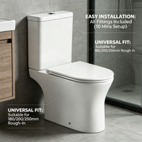 Ensemble WC deux pièces blanc en céramique – Cuvette et cuvette de toilette