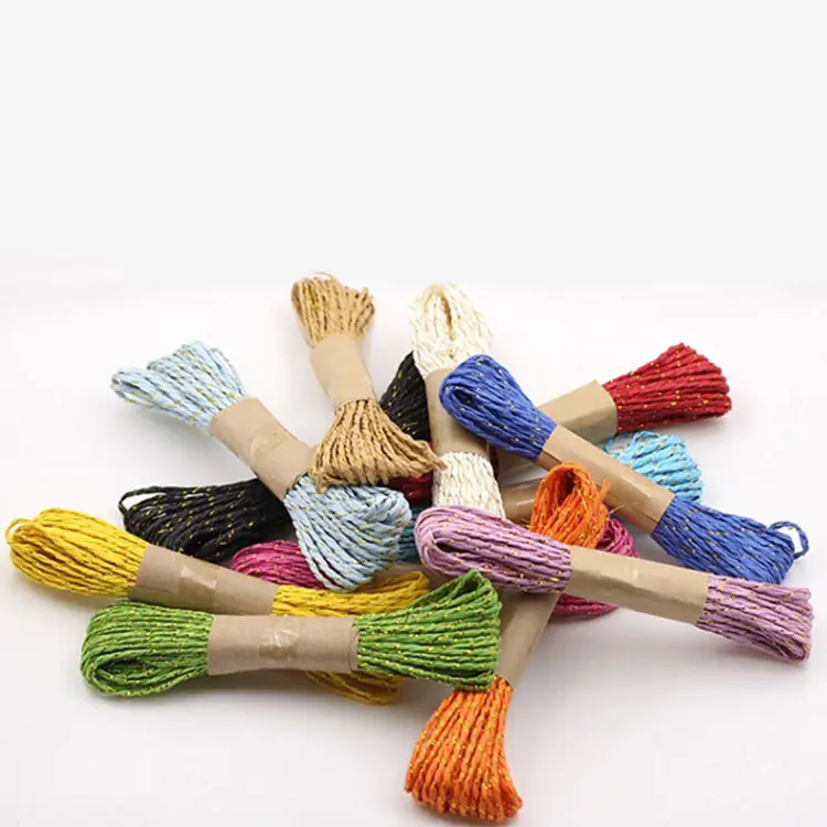 Шнур из рафии для рукоделия, полоски, бумажная веревка, цветной шнур из натурального джута, Цветной Шнур для подарочной упаковки «сделай сам»