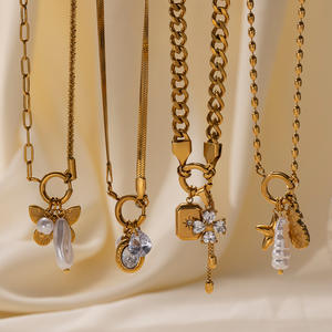 智炫防氧化防水首饰不锈钢18K镀金弹簧扣DIY锆石吊坠项链 - Product Image 1