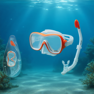 Set maschera per snorkeling Intex in policarbonato arancione bianco per bambini dagli 8 anni in su, ipoallergenico - Product Image 3