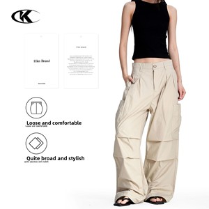 Pantalon <span class=keywords><strong>cargo</strong></span> ample <span class=keywords><strong>beige</strong></span> de style américain pour <span class=keywords><strong>homme</strong></span> 11KN - Coupe décontractée streetwear plissée de haute qualité - Product Image 1