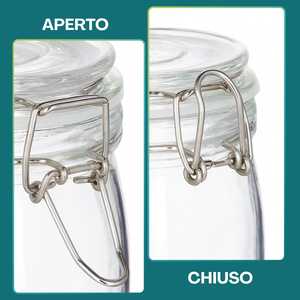 Barattoli quadrati in vetro da 100 ml con coperchio a clip ermetico per conservazione e cottura - Product Image 5