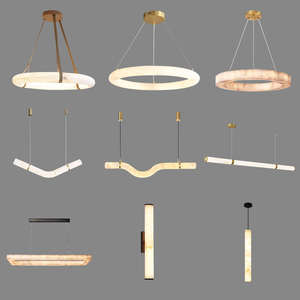 Zeal Lighting, candelabro de mármol con luz colgante de alabastro de diseño minimalista moderno italiano para sala de estar - Product Image 5