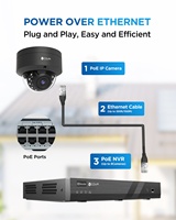 Caméra IP de surveillance extérieure 8MP PoE Dôme avec micro intégré, vision nocturne IR, détection IA des personnes et des véhicules, 8MP 4K