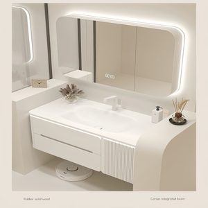 ตู้ห้องน้ำพร้อมอ่างล้างหน้าแบบฝังในตัว ผิวสัมผัสนุ่ม - Product Image 3