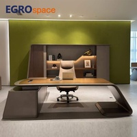 EGROspace Meuble de direction de luxe pour bureau, avec table de direction et armoire latérale, finition placage, solution d'aménagement de bureau