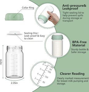 Baby 180ml PP Blue <b>Pink</b> White Green Wide Diameter Breast Milk Storage Refrigerated Proof <b>Bottle</b> with Screw Cap Silicone Gasket - Product Image 3