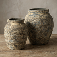 Grand pot de fleurs vintage en fibrociment avec trou de drainage, écologique, léger, pour jardinage intérieur/extérieur, décoration de la maison